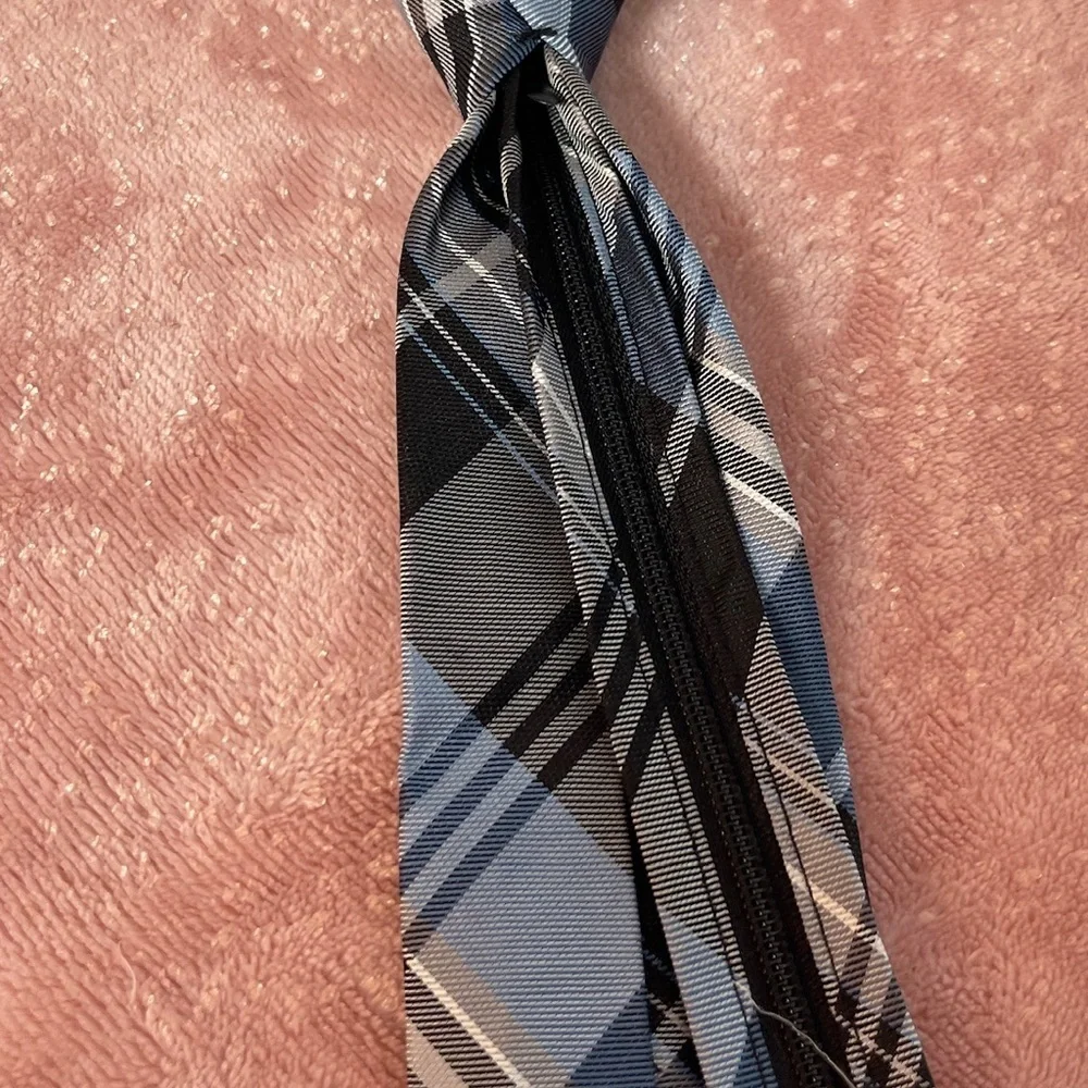 George Black and Gray Plaid Tie